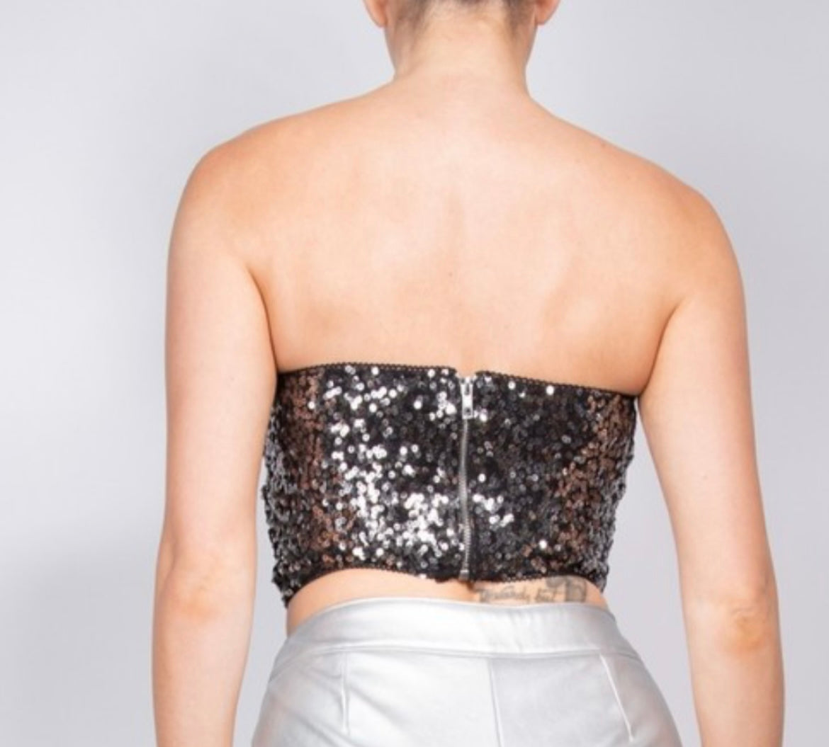 SEQUIN TUBE CROP TOP